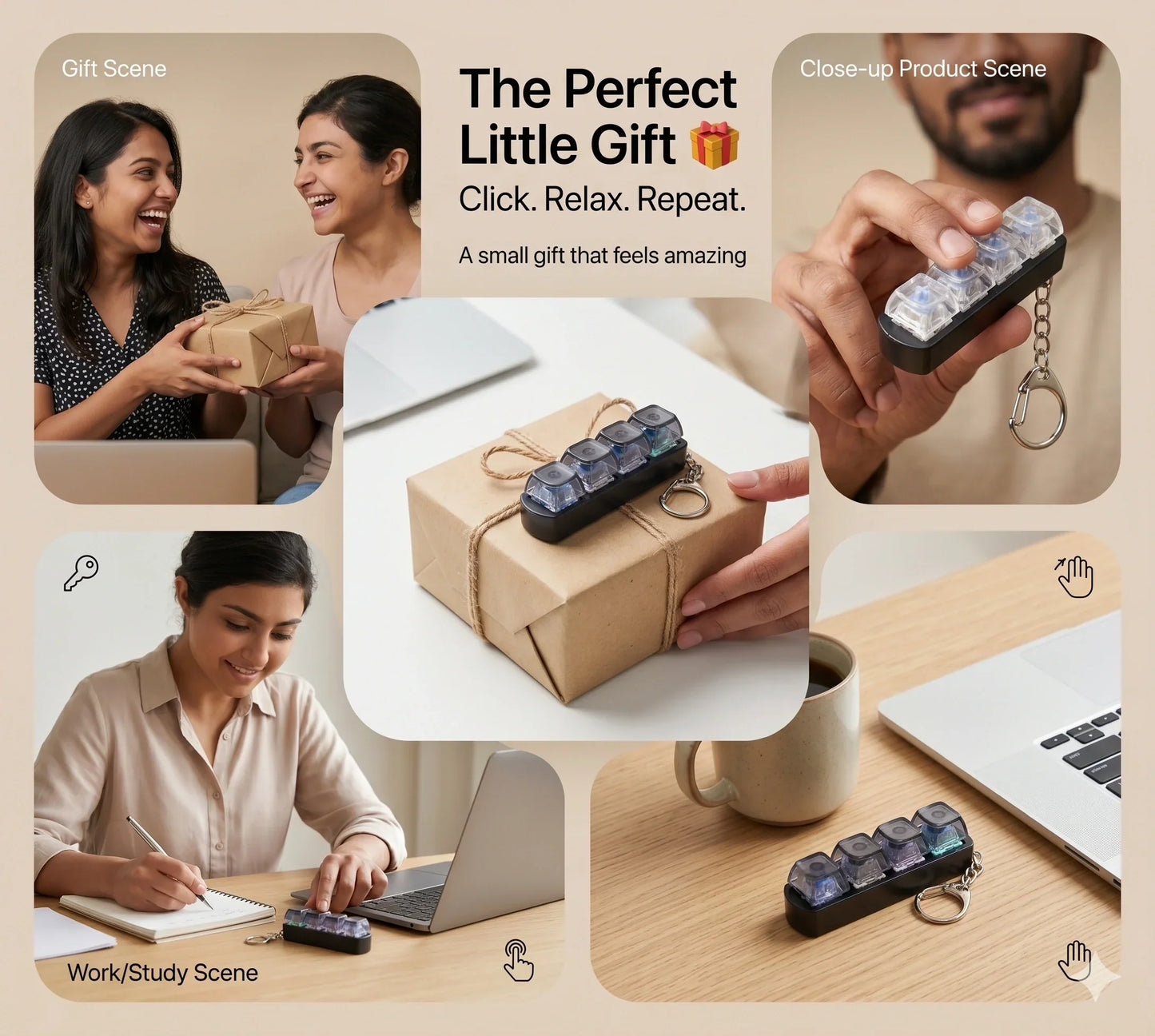 KeyZen™ – Mechanical Fidget Keychain | Satisfying Click Sensation | Focus & Anxiety Control