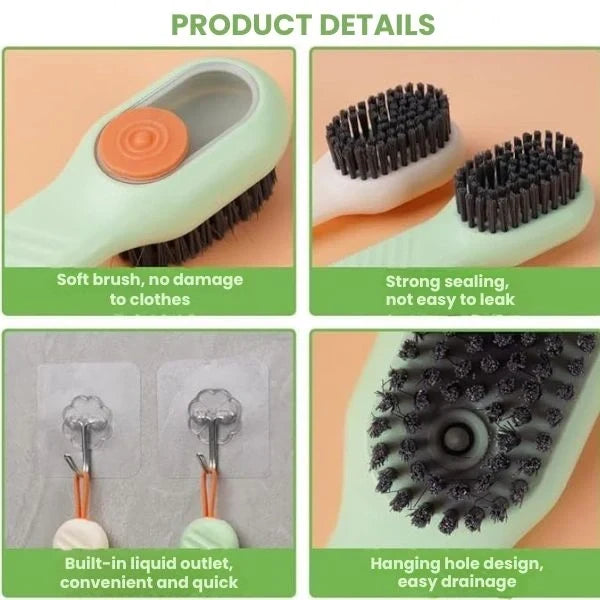 PressClean™ – Built-In Liquid Brush | Multi-Surface Use | Soft Bristles