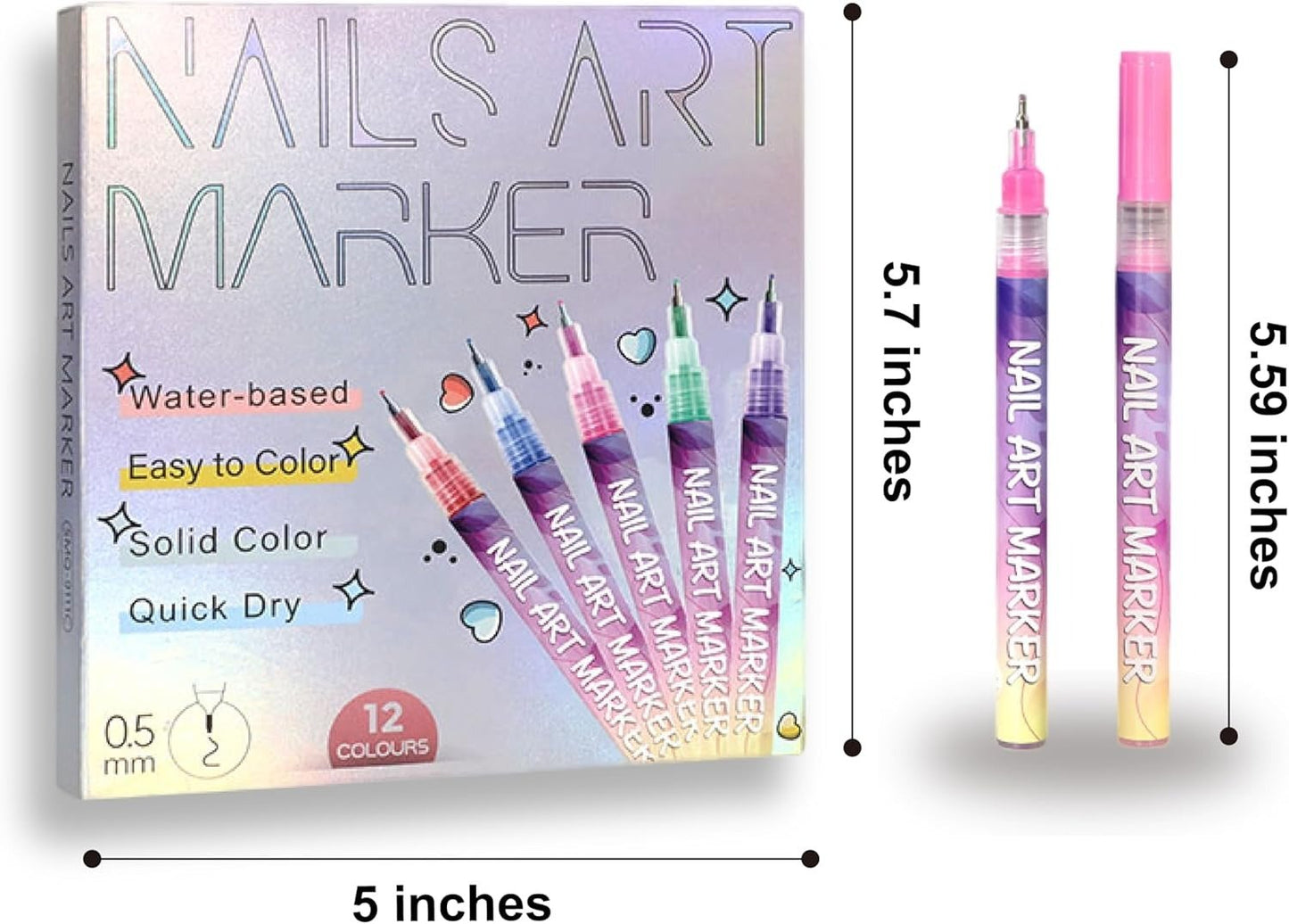 12 Colors Nail Art Marker Pen Set – DIY Creative Nail Design Pens 🎨💅