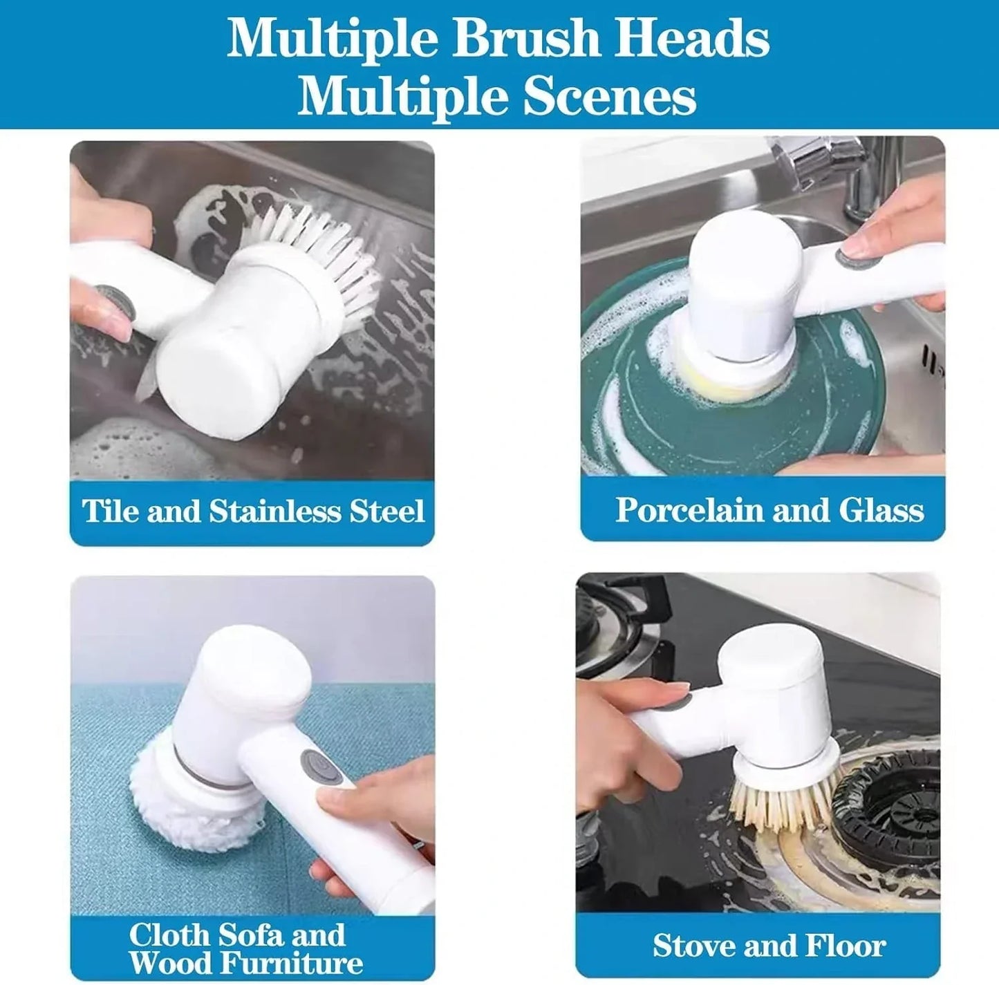 ScrubWhirl™ – 5-in-1 Spin Brush | For Tiles, Corners & More | Daily Cleaning