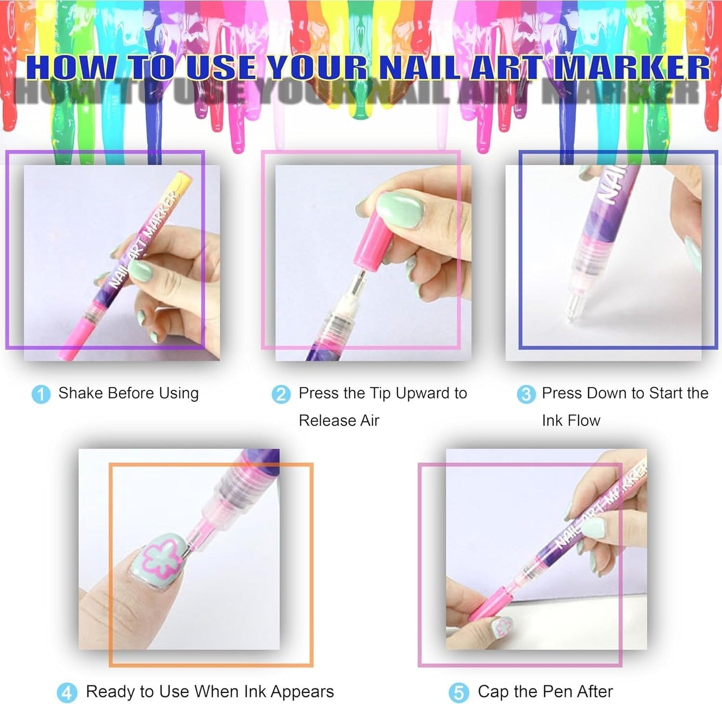 12 Colors Nail Art Marker Pen Set – DIY Creative Nail Design Pens 🎨💅