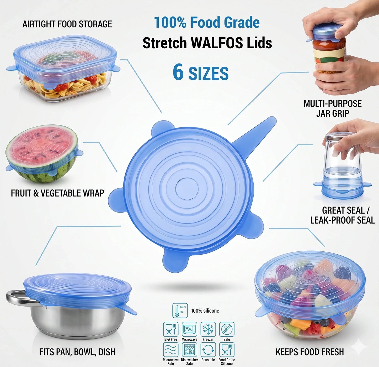 StretchLids – Airtight Food Covers | Leakproof Food Storage | Fridge & Microwave Safe