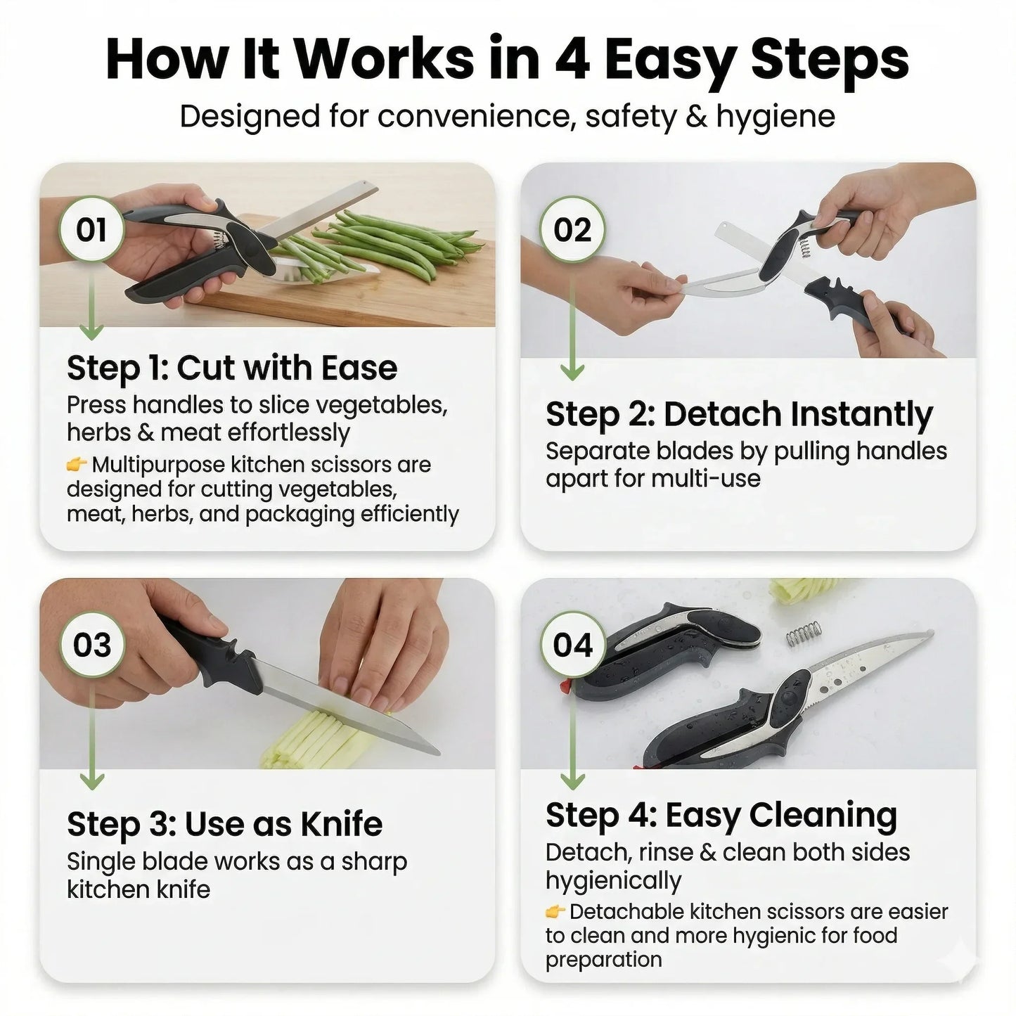 Clever Cutter - 2-in-1 Smart Scissors | Zero-Counter-Mess | Instant-Food Slicer